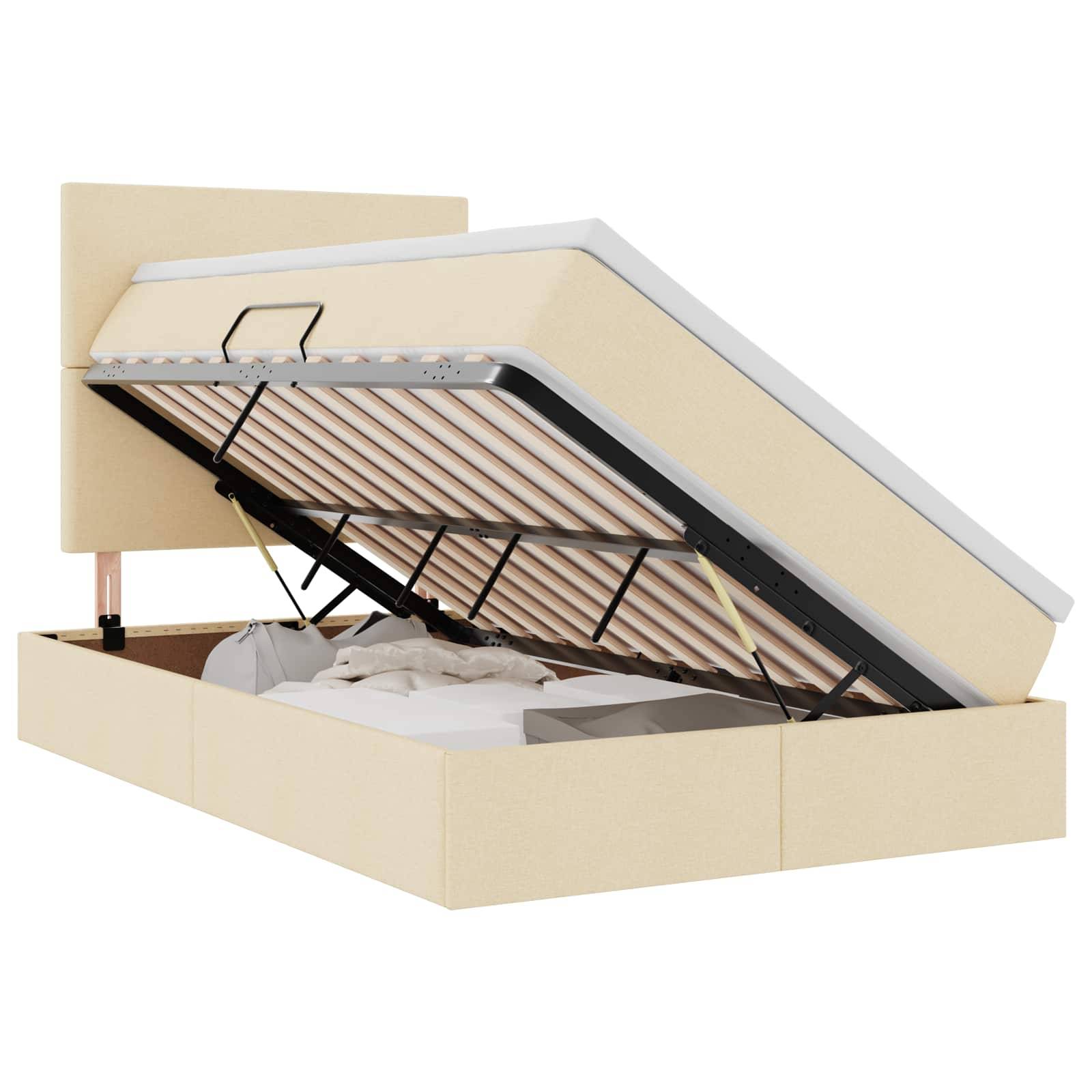 vidaXL Aufbewahrungsbett mit Matratze Creme 120 x 200 cm Polyester