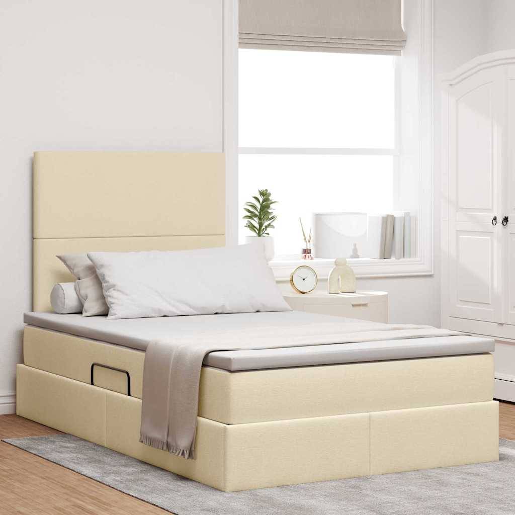 vidaXL Aufbewahrungsbett mit Matratze Creme 120 x 200 cm Polyester