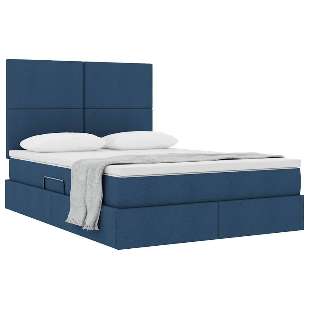 vidaXL Aufbewahrungsbett mit Matratze Blau 140 x 200 cm Stoff