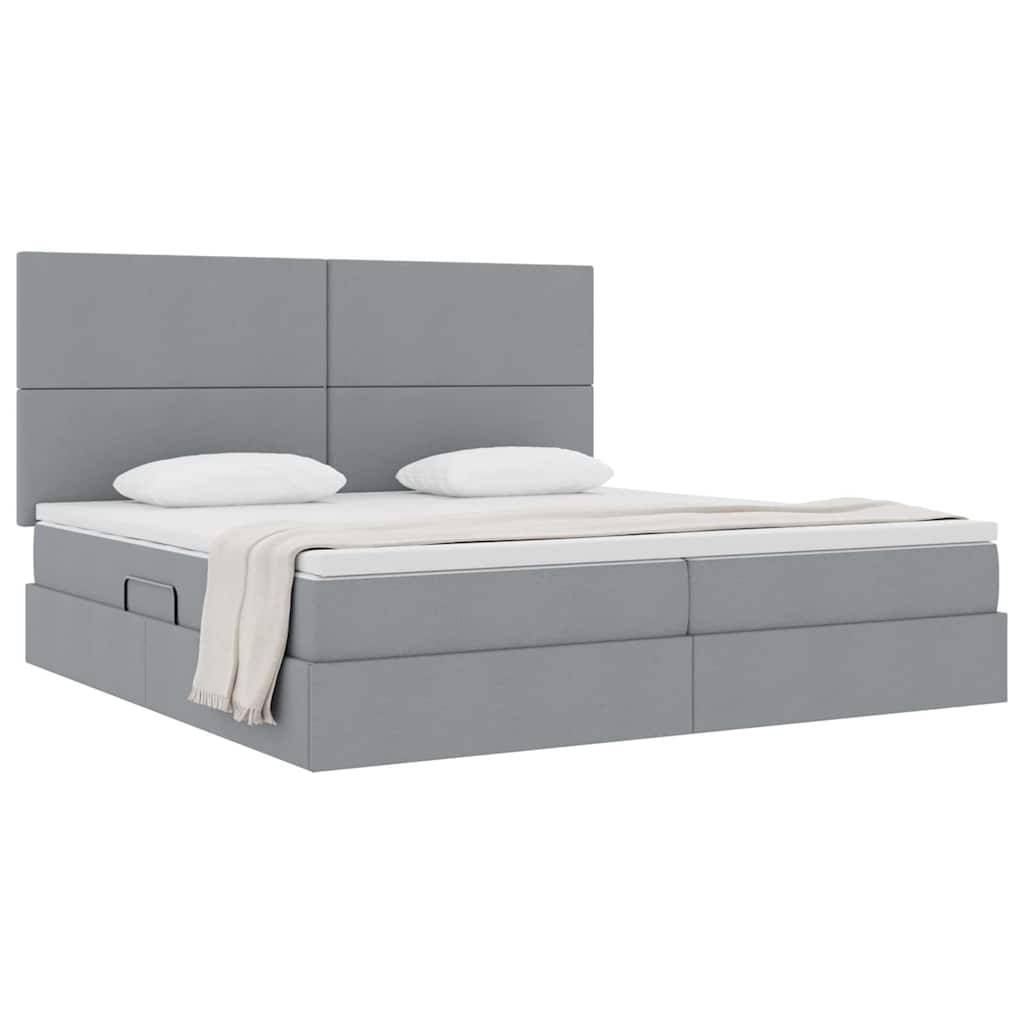 vidaXL Aufbewahrungsbett mit Matratze Hellgrau 200 x 200 cm Stoff