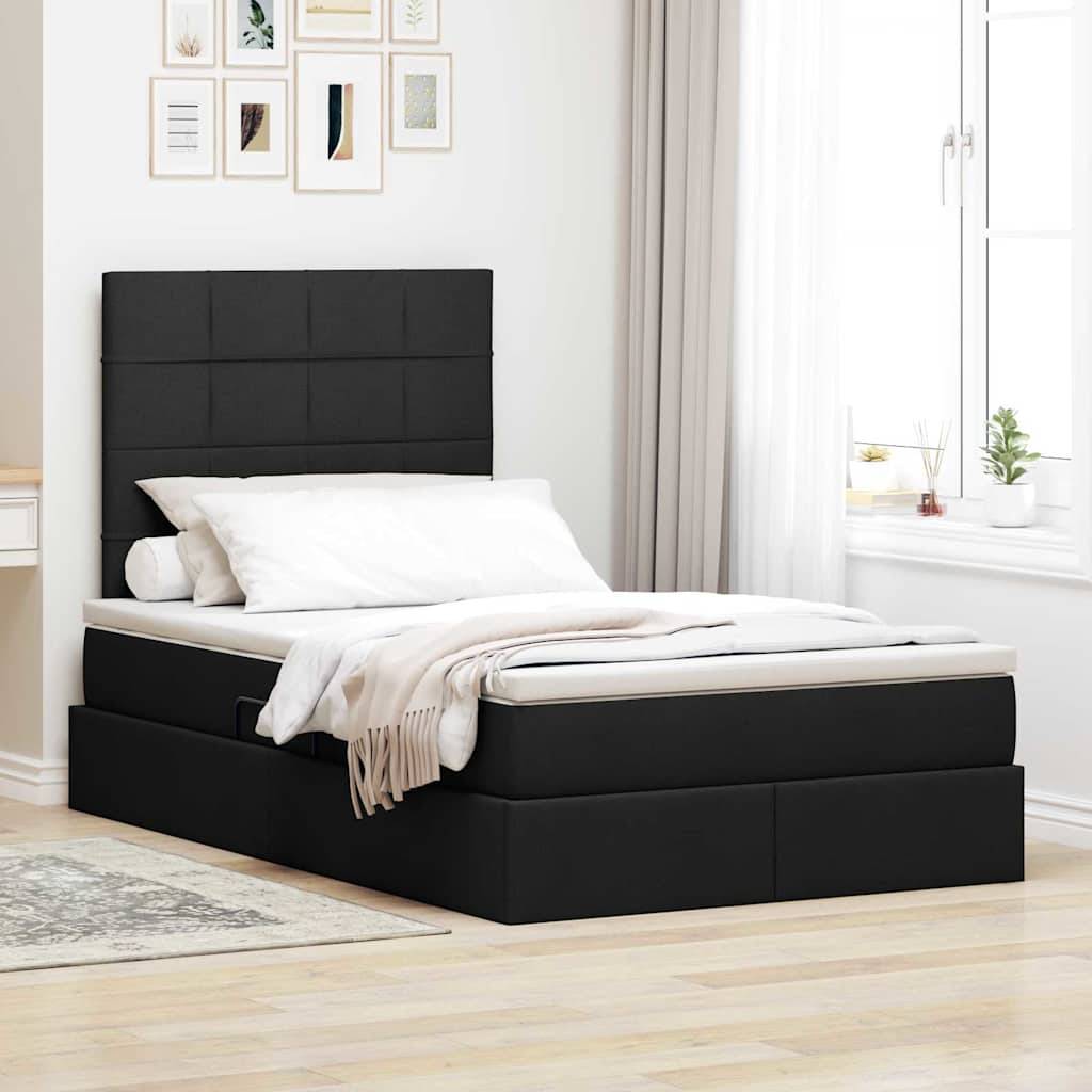 vidaXL LED-Speicherbett mit Matratze Schwarz 120 x 200 cm Stoff