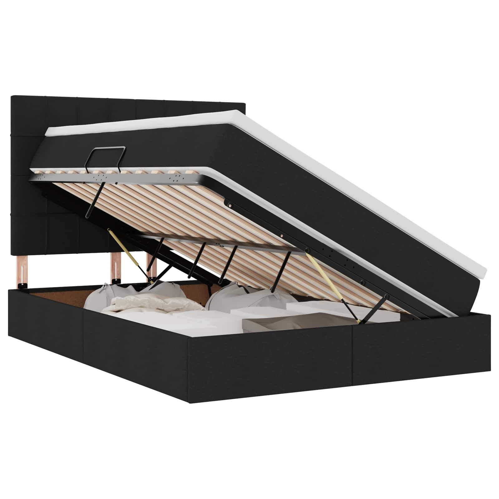vidaXL Aufbewahrungsbett mit Matratze Schwarz 140 x 190 cm Stoff