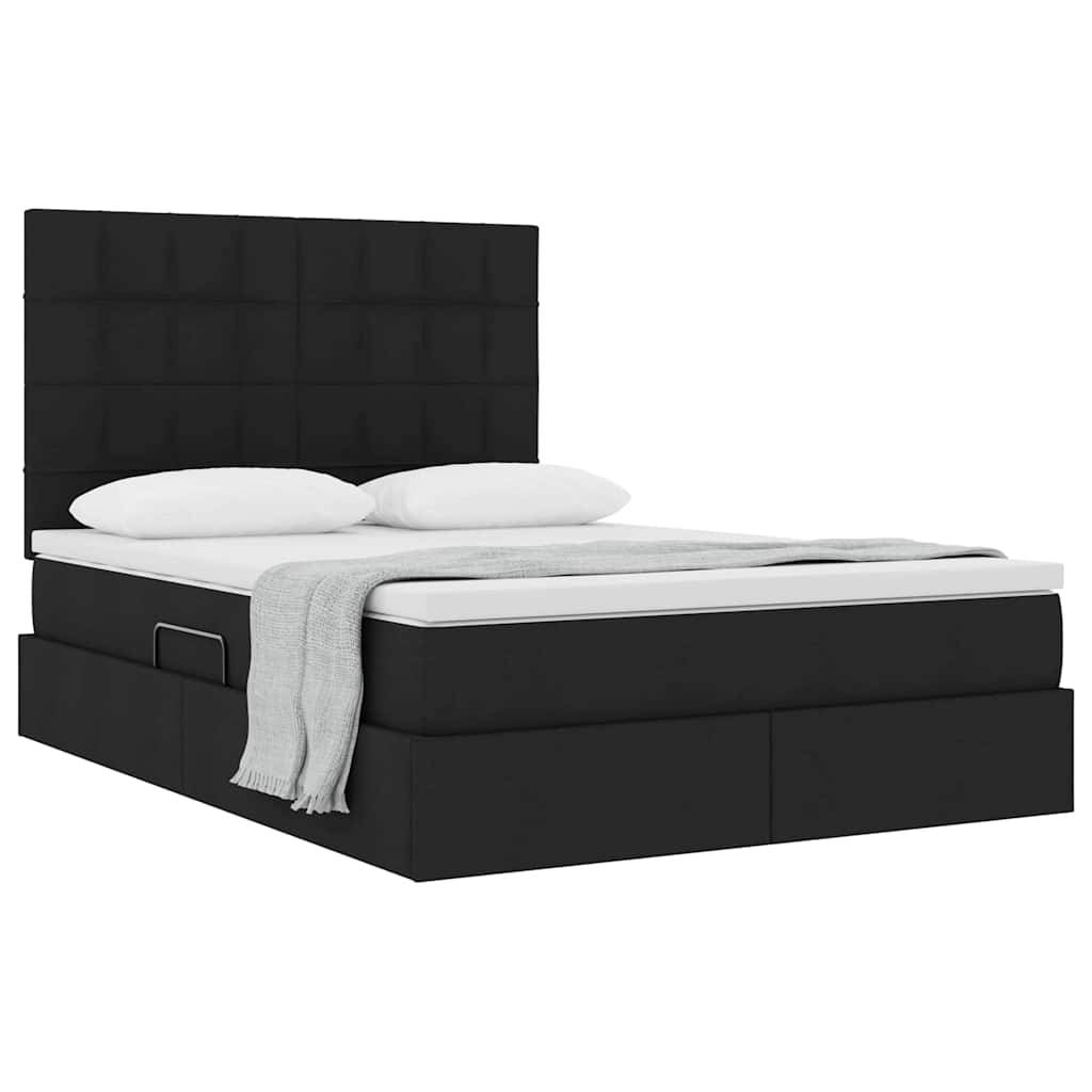 vidaXL Aufbewahrungsbett mit Matratze Schwarz 140 x 190 cm Stoff