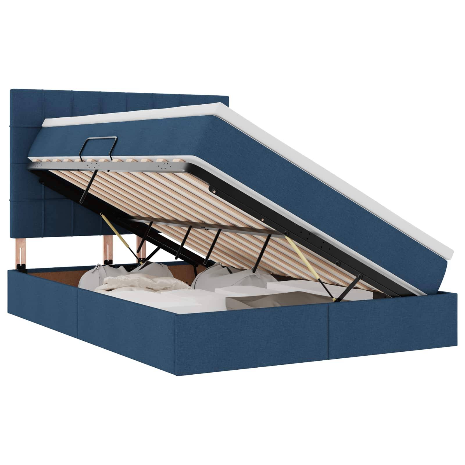 vidaXL Aufbewahrungsbett mit Matratze Blau 140 x 200 cm Stoff