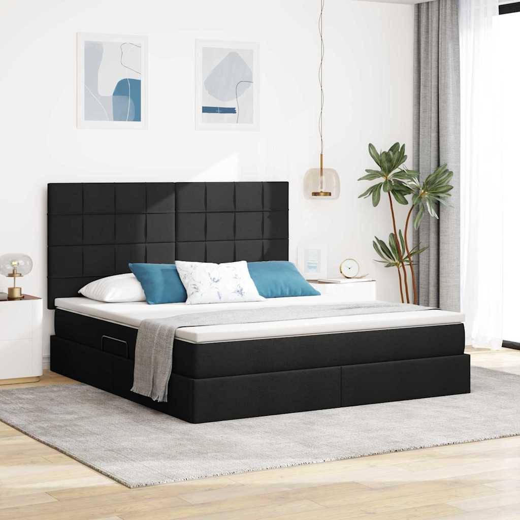 vidaXL Aufbewahrungsbett mit Matratze Schwarz 180 x 200 cm Stoff