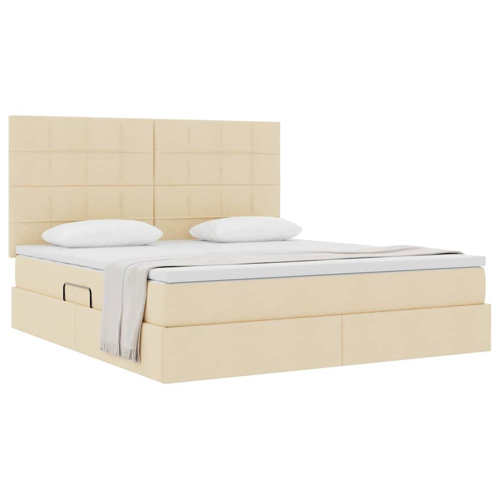 vidaXL Aufbewahrungsbett mit Matratze Creme 180 x 200 cm Stoff