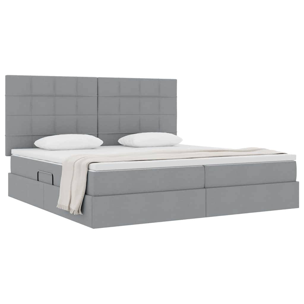 vidaXL Aufbewahrungsbett mit Matratze Hellgrau 200 x 200 cm Stoff