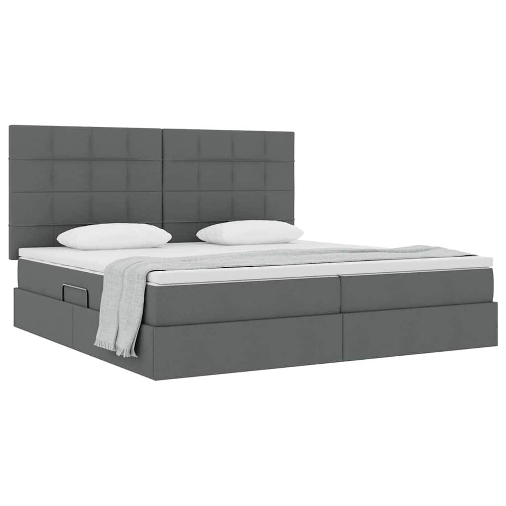 vidaXL Aufbewahrungsbett mit Matratze Dunkelgrau 200 x 200 cm Stoff