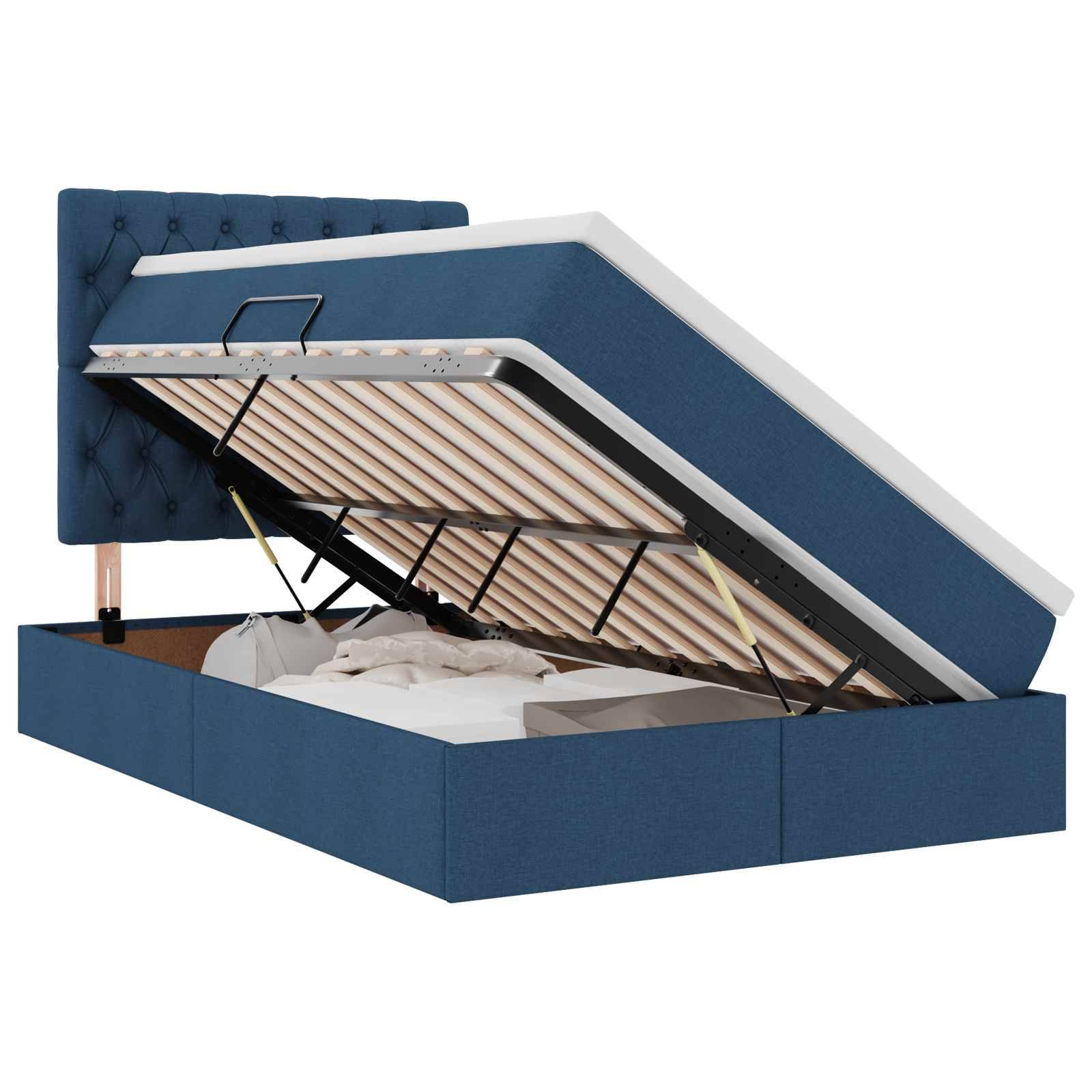 vidaXL LED-Speicherbett mit Matratze Blau 120 x 200 cm Stoff