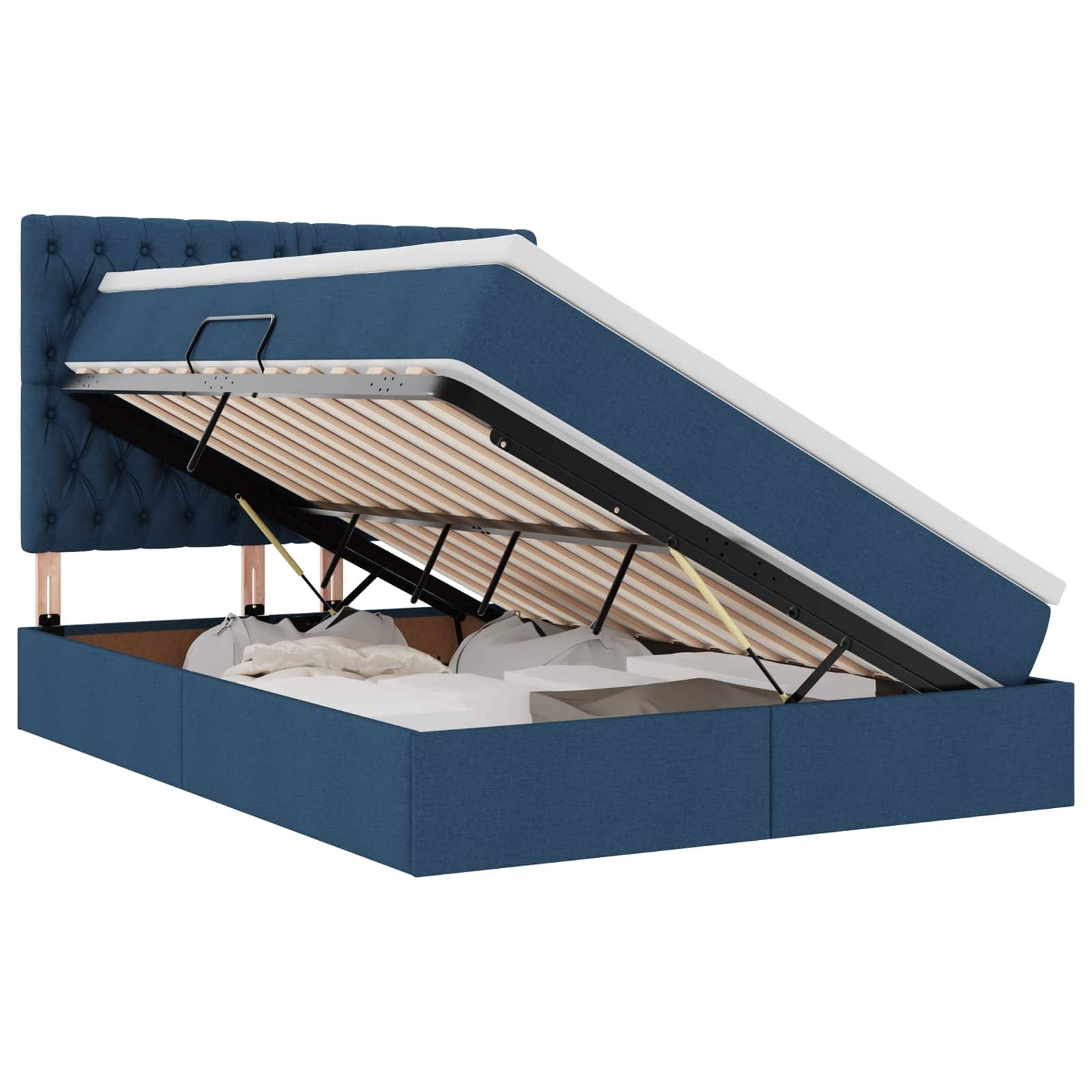vidaXL Aufbewahrungsbett mit Matratze Blau 140 x 200 cm Stoff