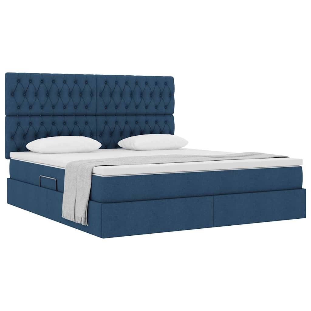 vidaXL Aufbewahrungsbett mit Matratze Blau 160 x 200 cm Stoff