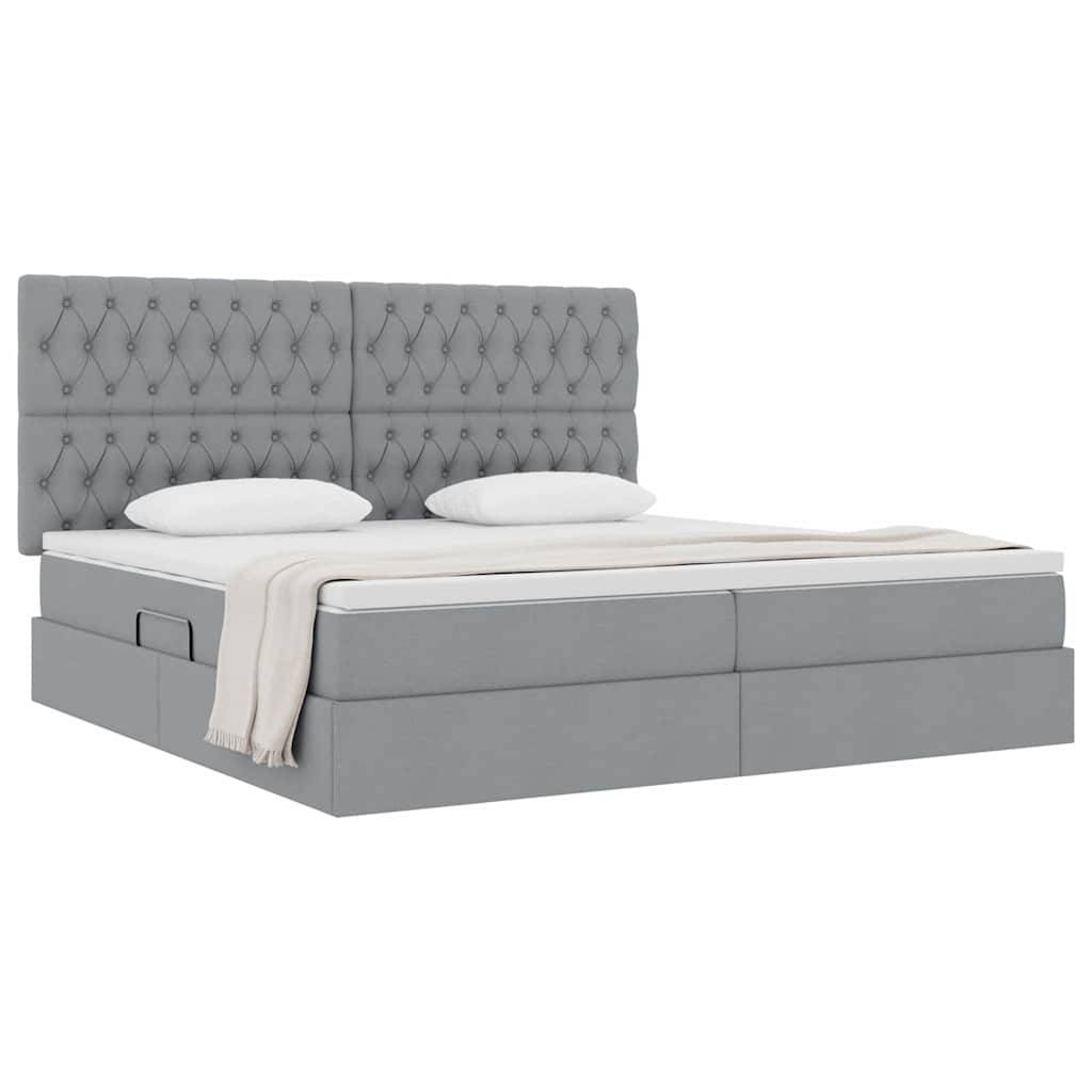 vidaXL Aufbewahrungsbett mit Matratze Hellgrau 200 x 200 cm Stoff