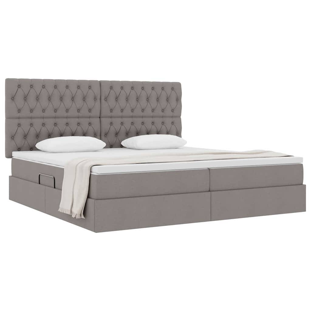 vidaXL Aufbewahrungsbett mit Matratze Taupe 200 x 200 cm Stoff