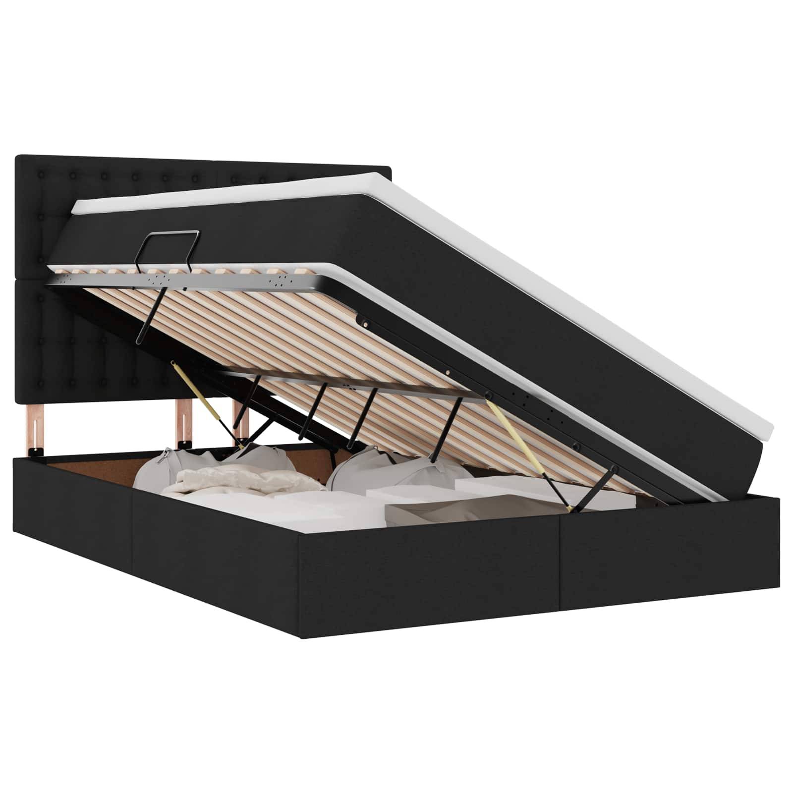 vidaXL Aufbewahrungsbett mit Matratze Schwarz 140 x 190 cm Stoff