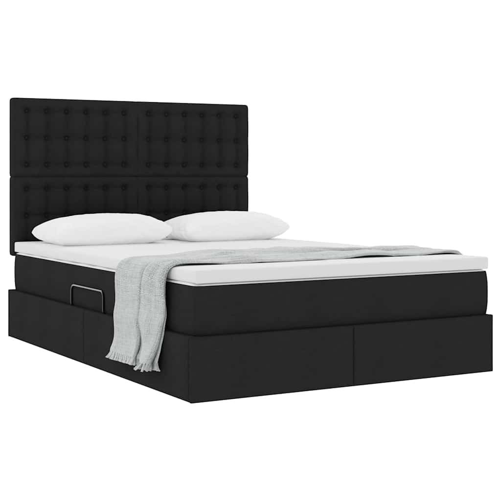 vidaXL Aufbewahrungsbett mit Matratze Schwarz 140 x 190 cm Stoff