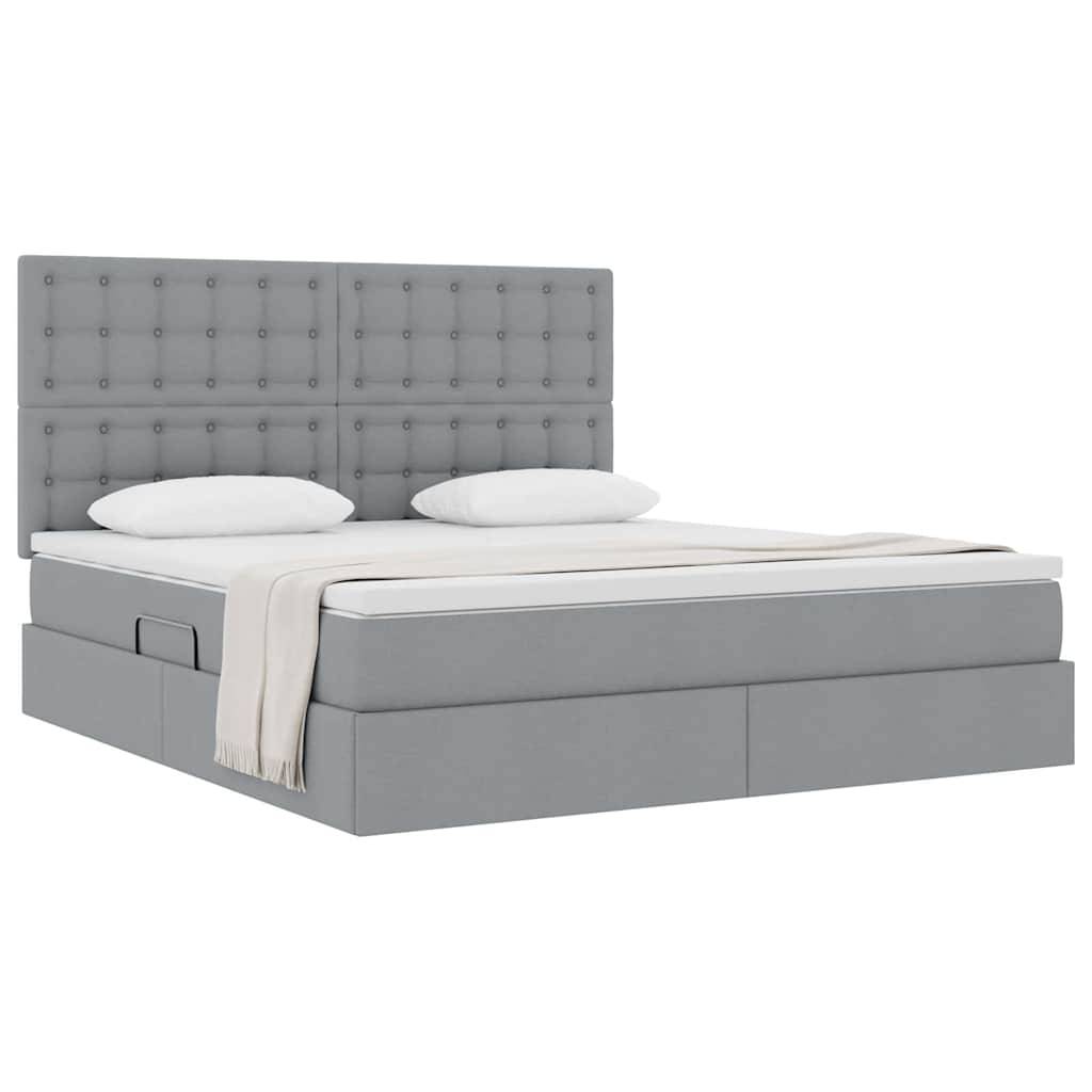 vidaXL Aufbewahrungsbett mit Matratze Hellgrau 180 x 200 cm Stoff
