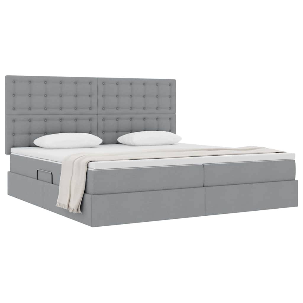 vidaXL Aufbewahrungsbett mit Matratze Hellgrau 200 x 200 cm Stoff