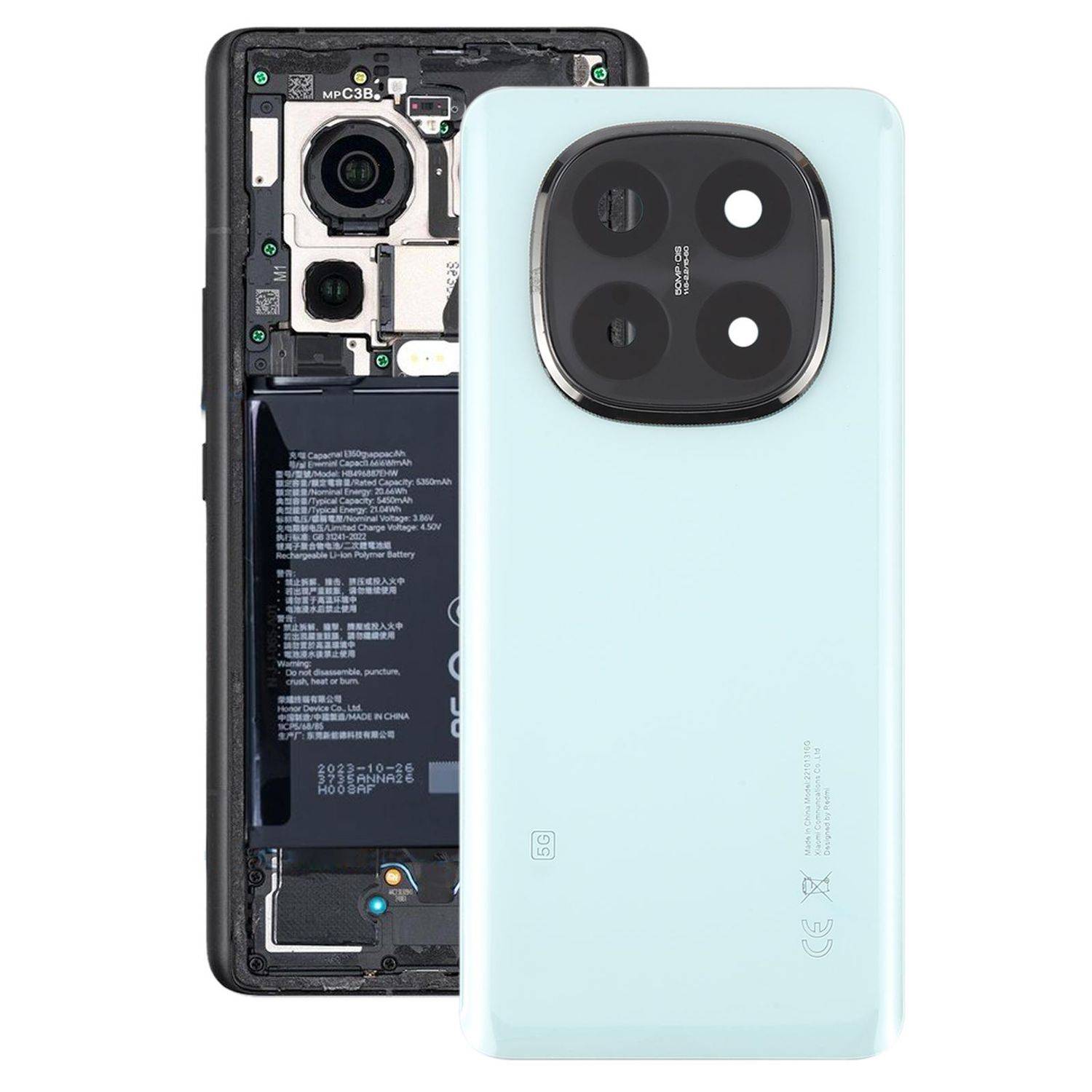 Für Xiaomi Redmi Note 14 Pro Plus 5G Akkudeckel mit Kameralinsenabdeckung Ersatzteil Grün