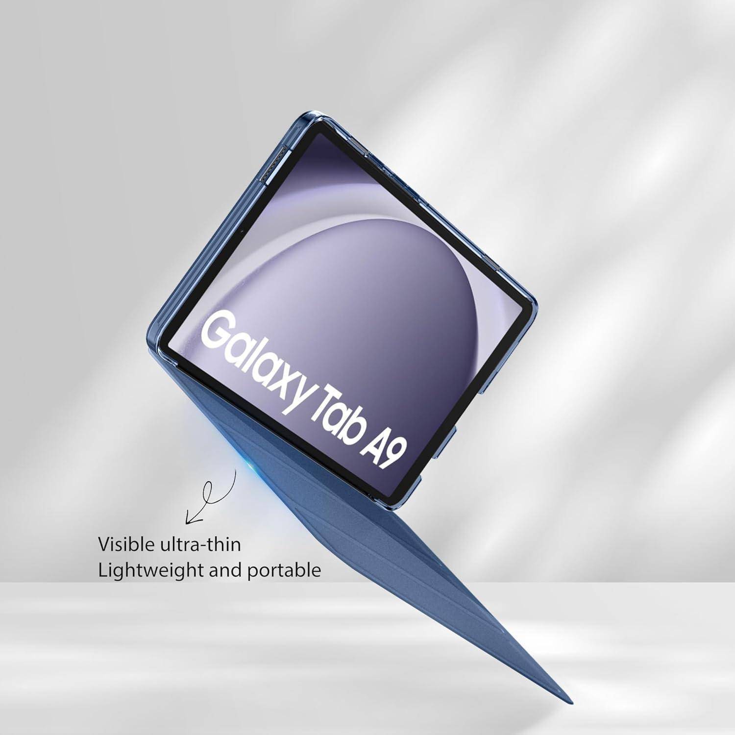 Hülle Samsung Galaxy Tab A9 8.7 Zoll 2023, PU Leder Standfunktion Blau