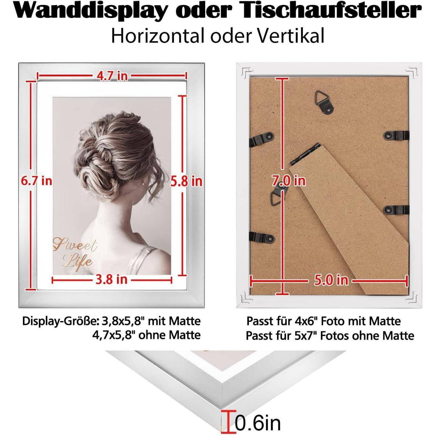Bilderrahmen 13x18 4er-Set Holz-Verbund Silber Echtglas.optimizeSEO