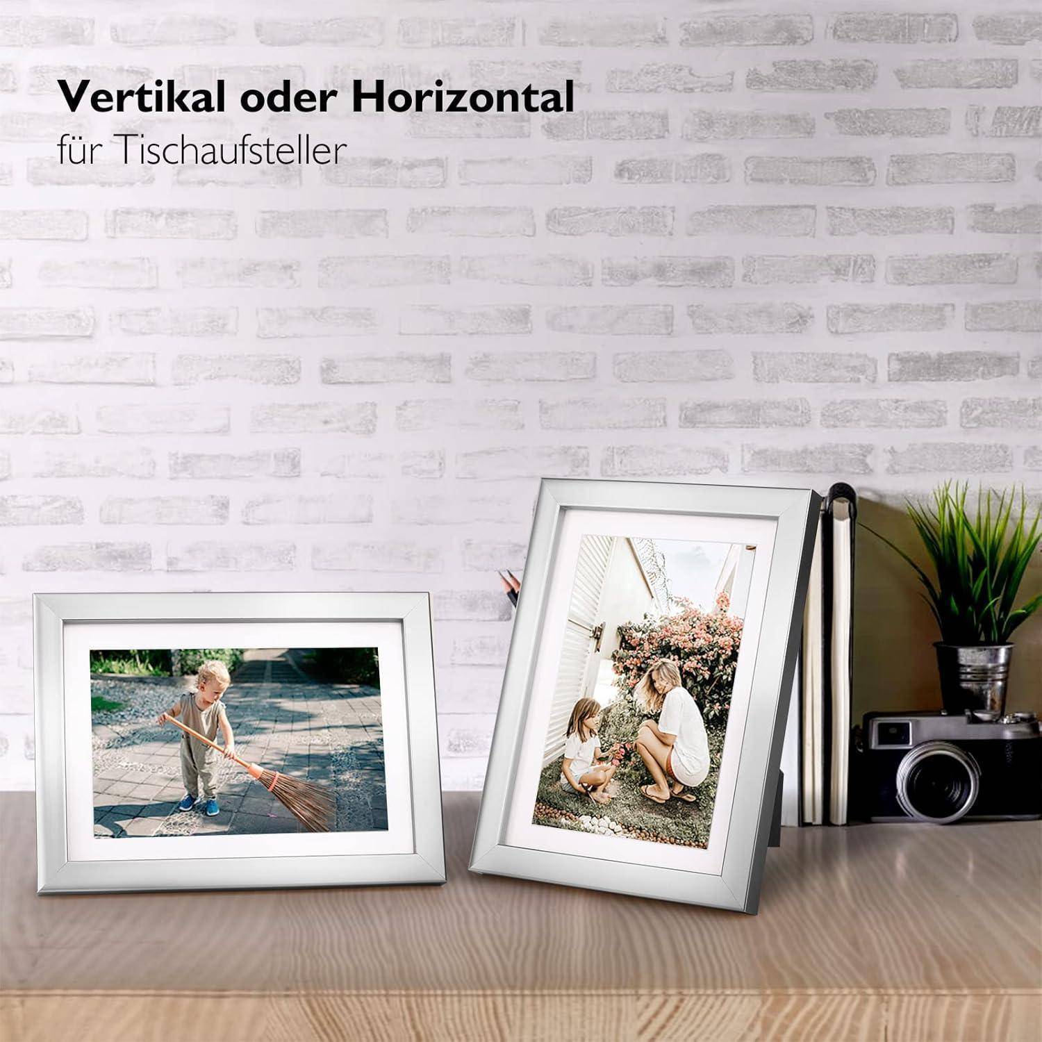 Bilderrahmen 13x18 4er-Set Holz-Verbund Silber Echtglas.optimizeSEO