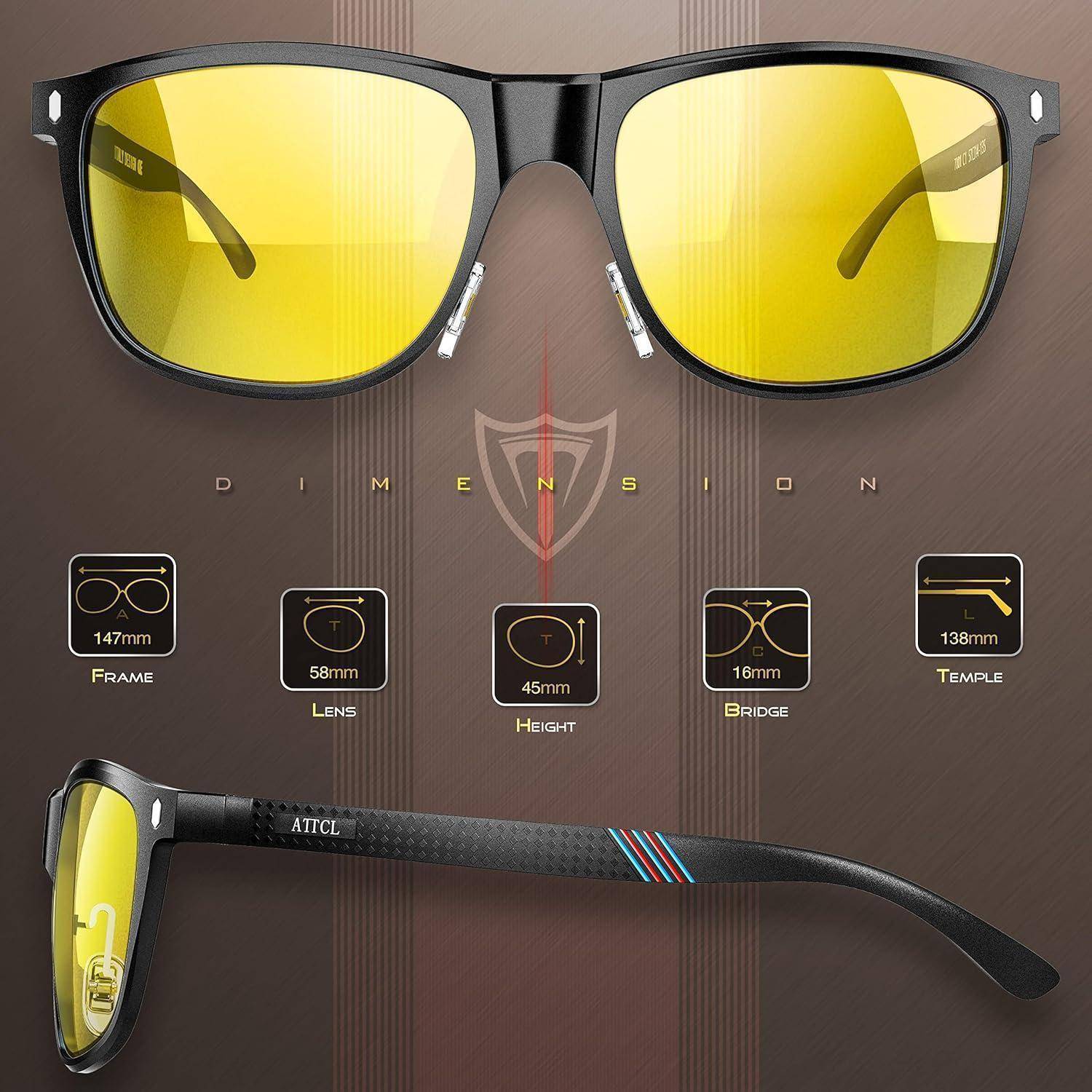 Herren Polarisierte Nachtsichtbrille Al-Mg Rahmen UV400 Schutz