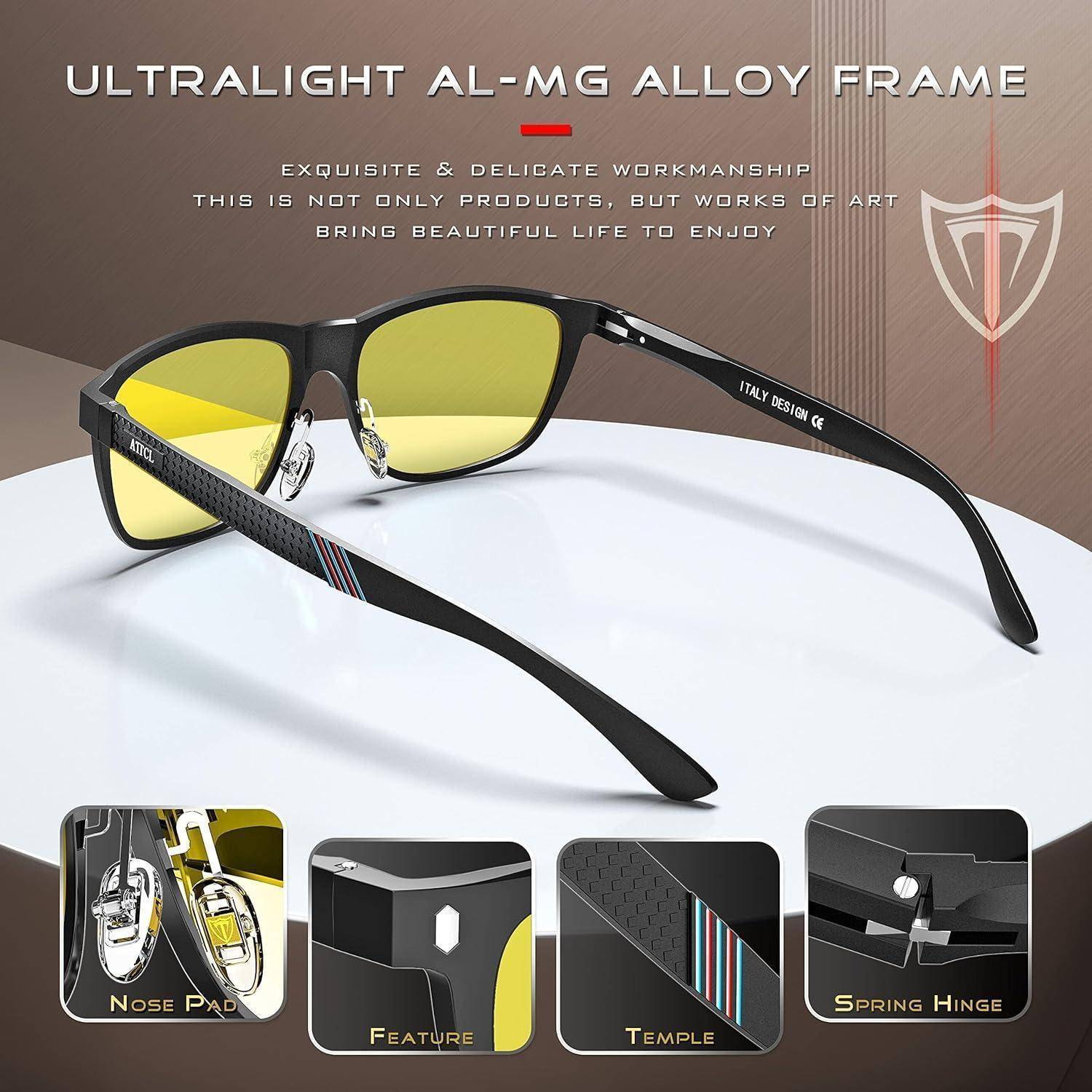 Herren Polarisierte Nachtsichtbrille Al-Mg Rahmen UV400 Schutz