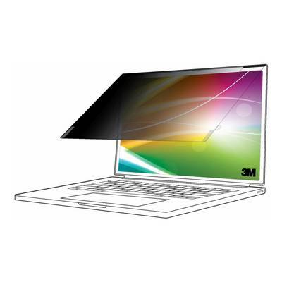 Ein Laptop-Bildschirm, der einen bunten Gradienten zeigt, geschützt durch einen 3M-Sichtschutzfilter, der den Blickwinkel einschränkt, um zu verhindern, dass Umstehende den Bildschirm einsehen können.