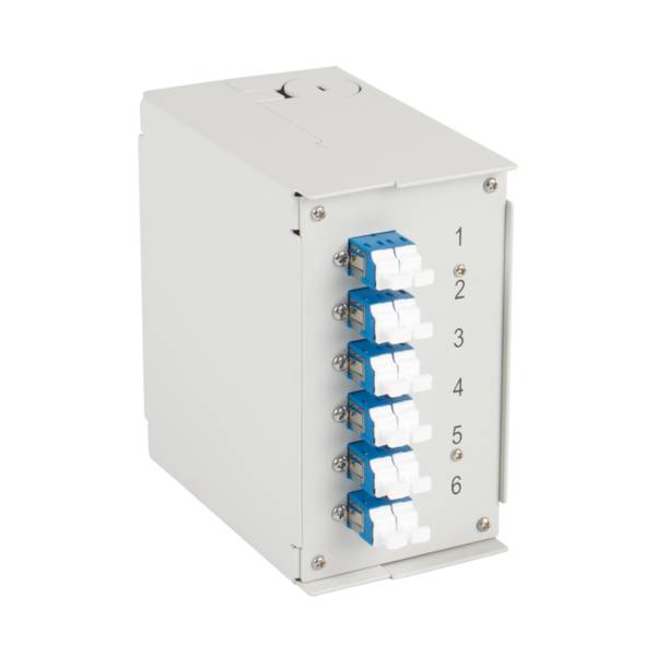 Hutschienenbox OS2 G652D 12xLC Pigtail -- abgesetzt 6x LC-Duplex Kupplung Glasfaserverkabelung und