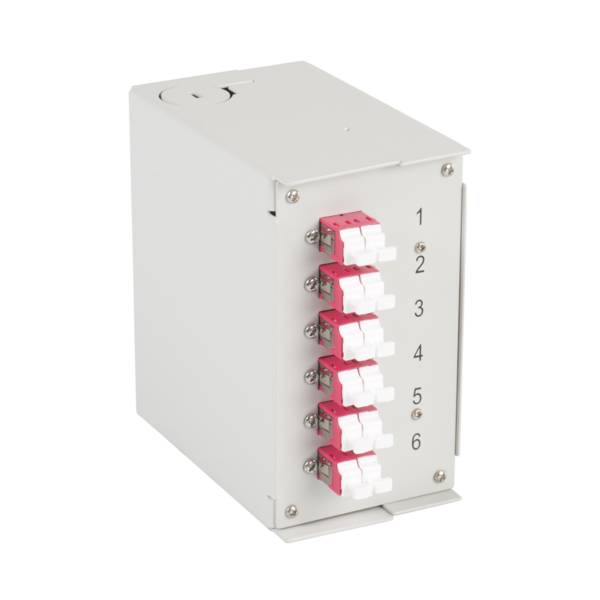 Hutschienenbox OM4 12xLC Pigtail -- abgesetzt 6x LC-Duplex Kupplung Glasfaserverkabelung Glasfaser