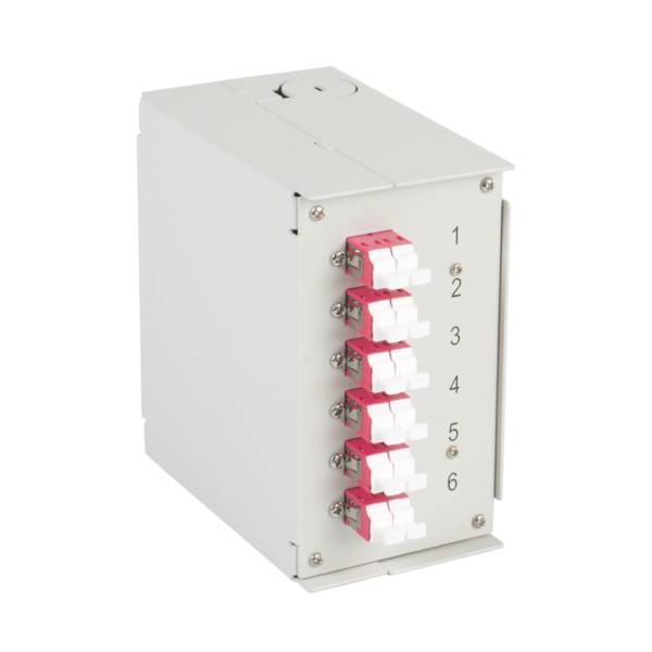 Hutschienenbox OM4 6xLC-Duplex Kupplung -- ohne Pigtails Glasfaserverkabelung Glasfaser Verteiler