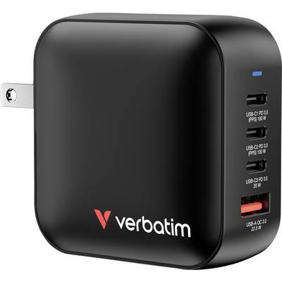 Verbatim Mini GaN Charger 4 Port 100W (EU/UK/US) Multimedia-Technik Ladegerät
