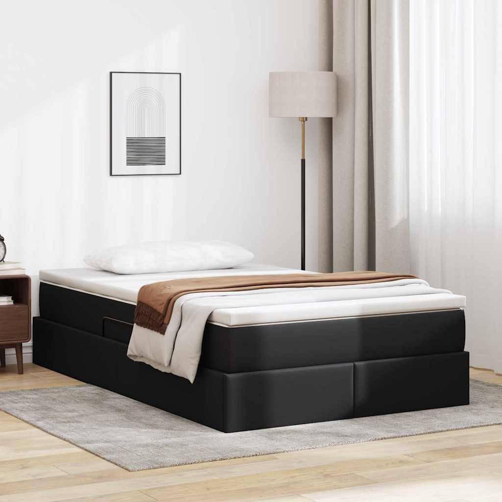 vidaXL Aufbewahrungsbett mit Matratze Schwarz 120 x 200 cm Kunstleder