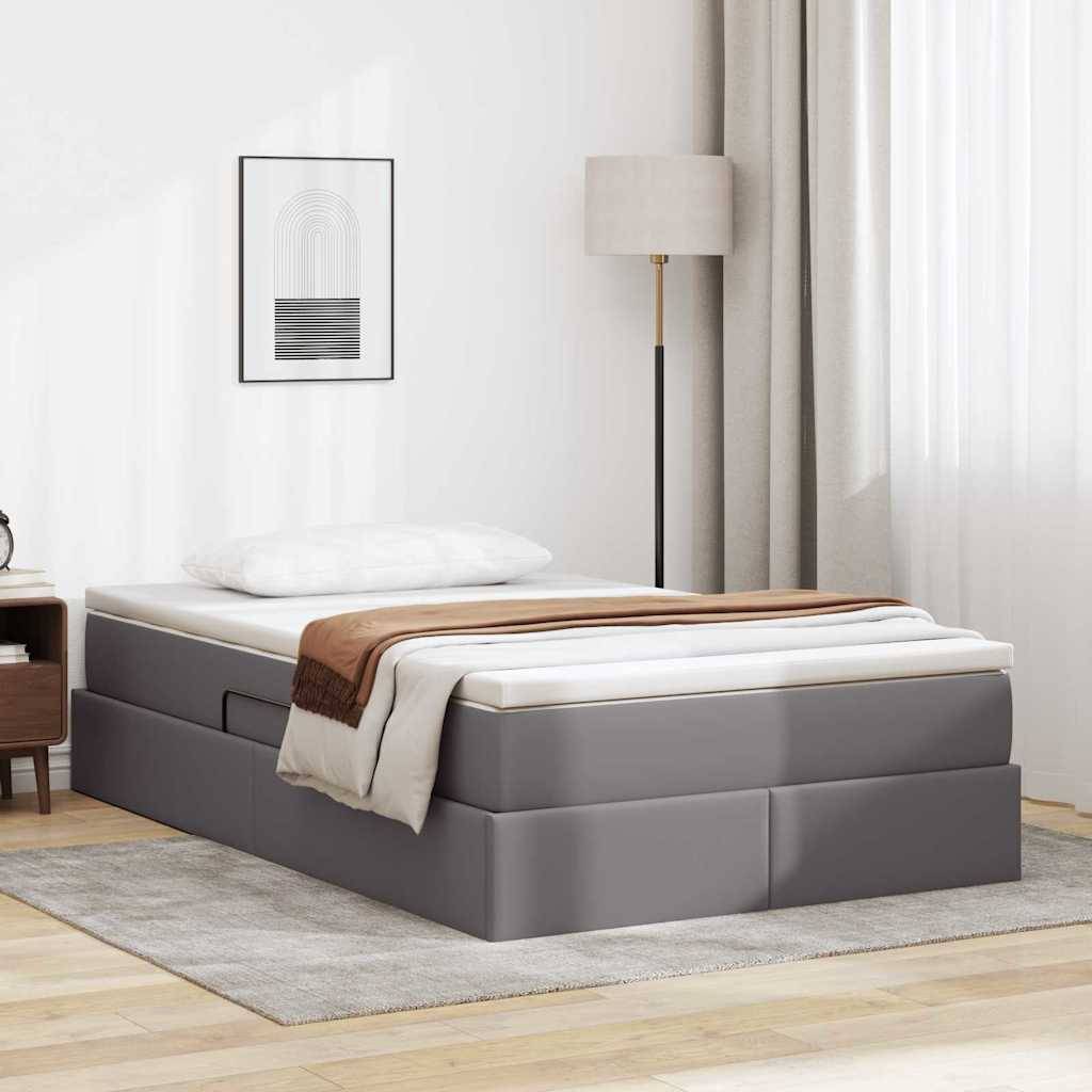 vidaXL Aufbewahrungsbett mit Matratze Grau 120 x 200 cm Kunstleder