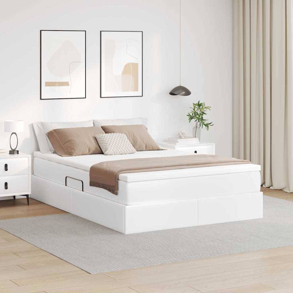 vidaXL Aufbewahrungsbett mit Matratze Weiß 140 x 190 cm Kunstleder