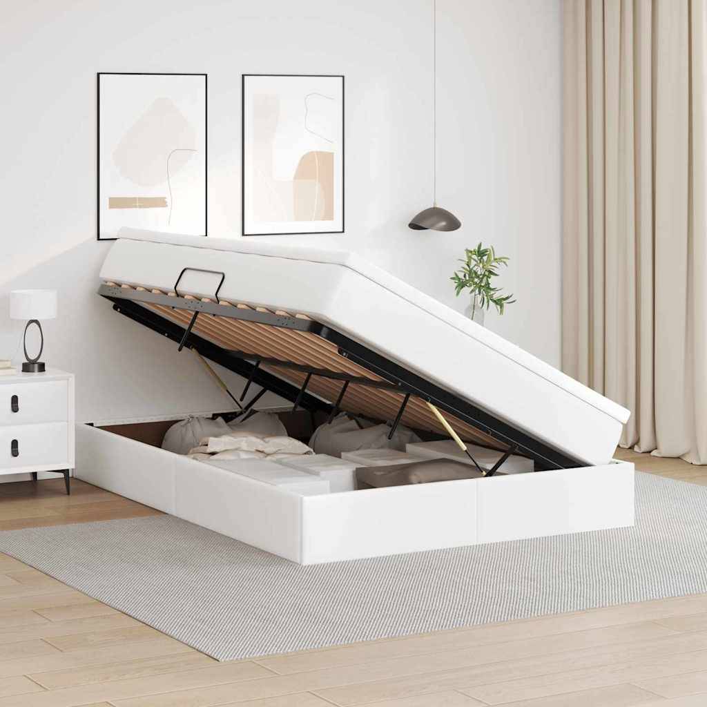 vidaXL Aufbewahrungsbett mit Matratze Weiß 140 x 190 cm Kunstleder