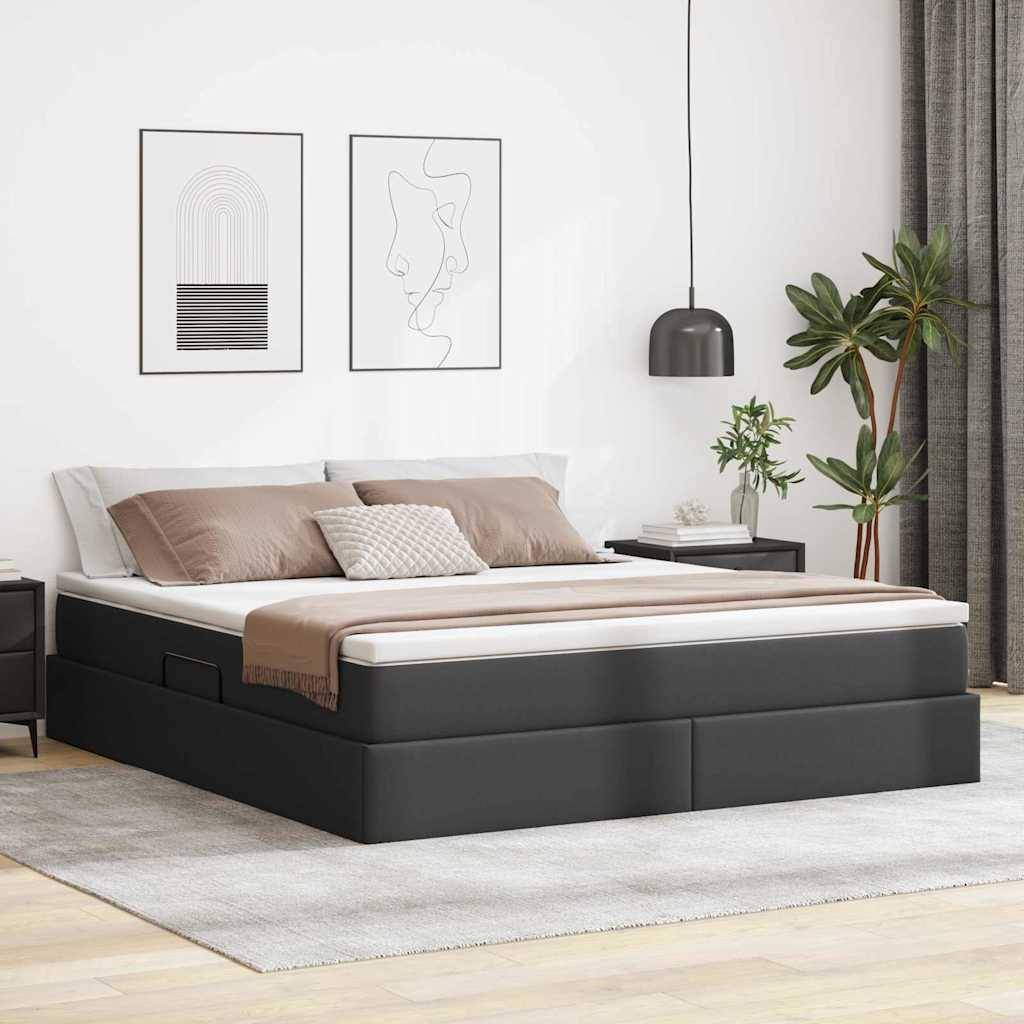 vidaXL Aufbewahrungsbett mit Matratze Schwarz 180 x 200 cm Kunstleder
