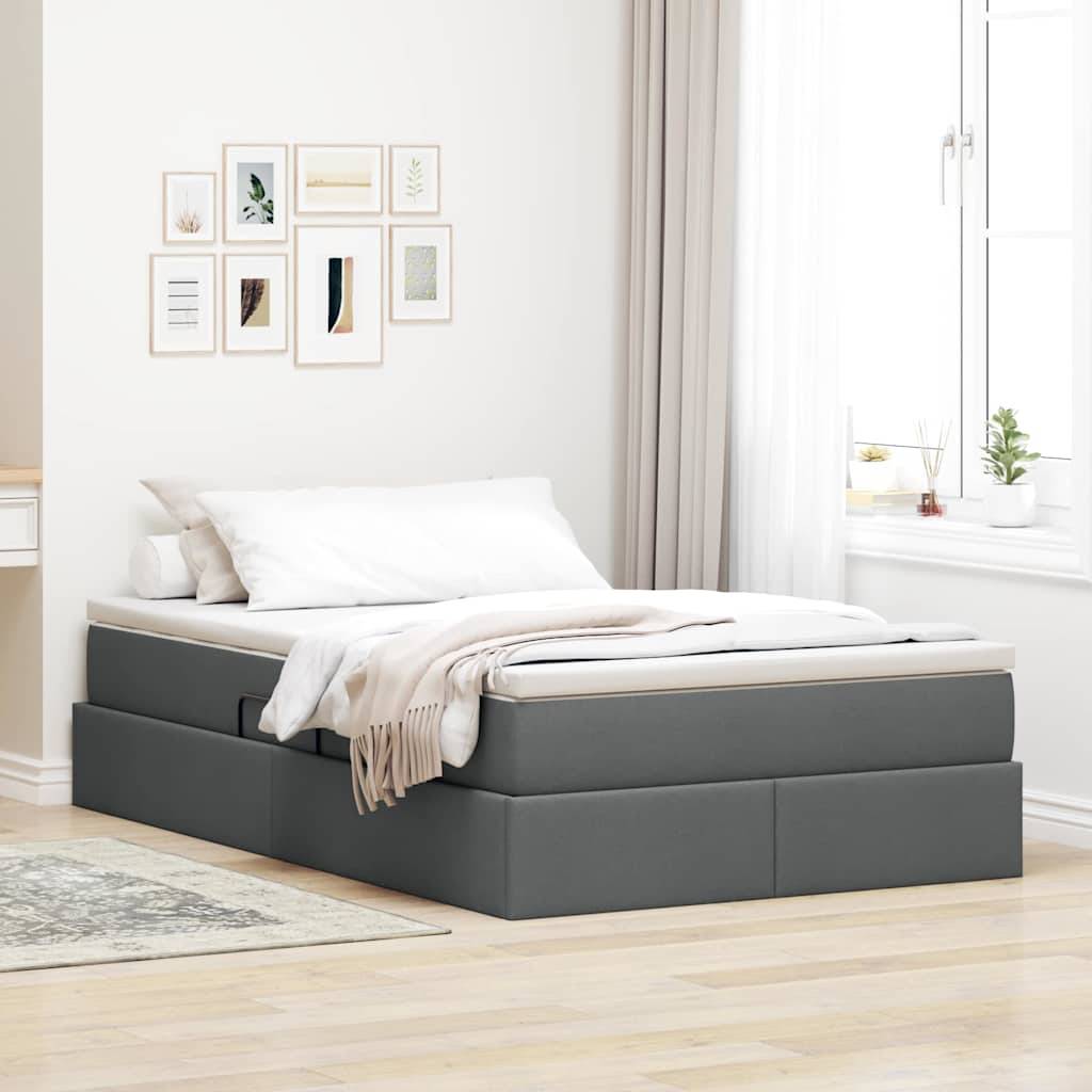vidaXL Aufbewahrungsbett mit Matratze Dunkelgrau 120 x 200 cm