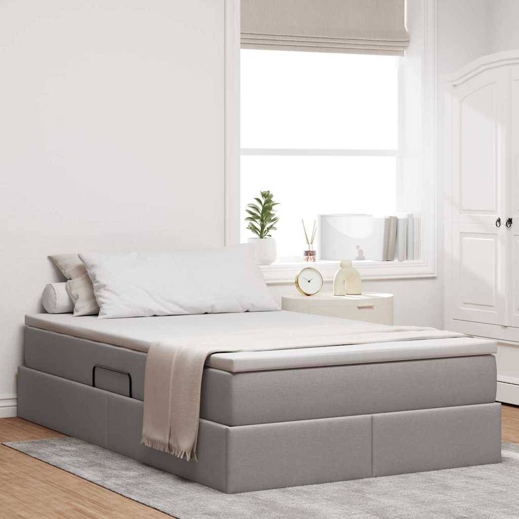 vidaXL Aufbewahrungsbett mit Matratze Taupe 120 x 200 cm Polyester