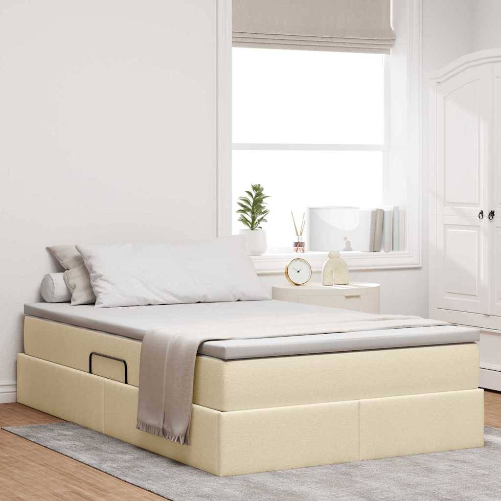 vidaXL Aufbewahrungsbett mit Matratze Creme 120 x 200 cm Polyester