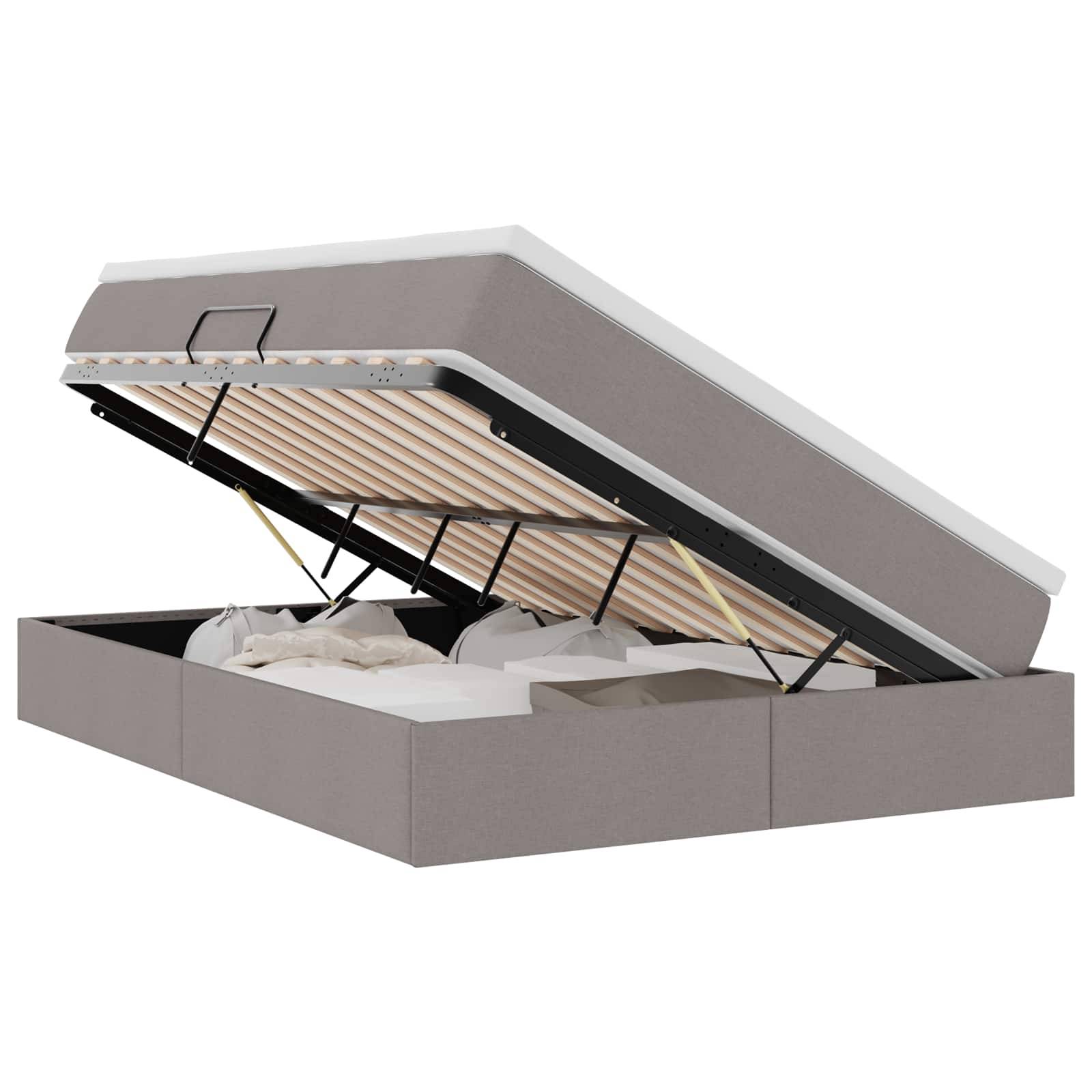vidaXL Aufbewahrungsbett mit Matratze Taupe 140 x 200 cm Polyester