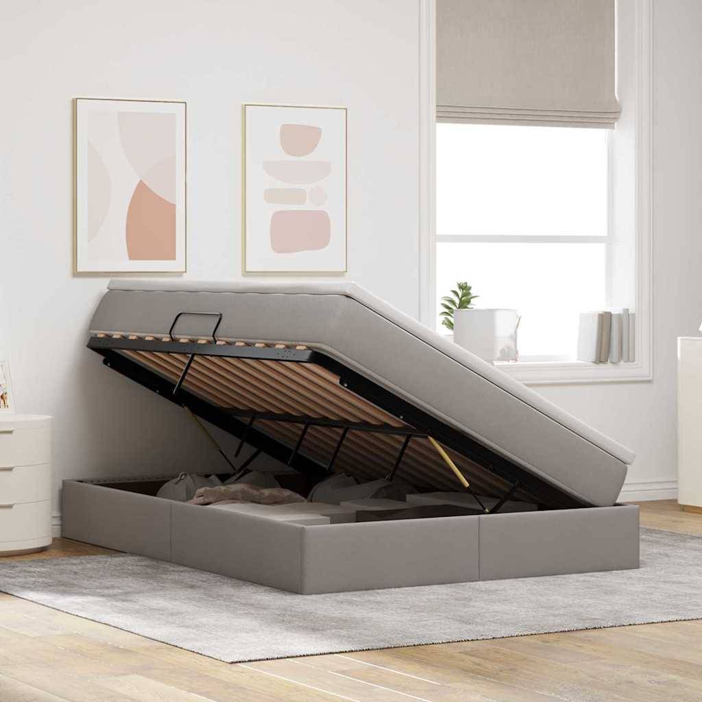 vidaXL Aufbewahrungsbett mit Matratze Taupe 140 x 200 cm Polyester