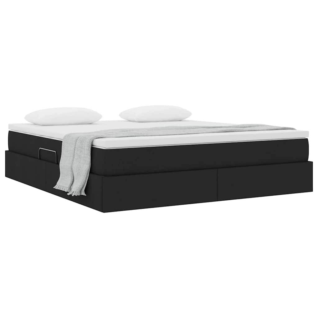vidaXL Aufbewahrungsbett mit Matratze Schwarz 160 x 200 cm Polyester
