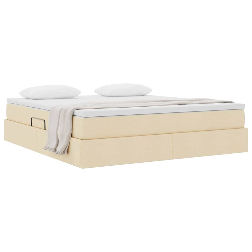 vidaXL Aufbewahrungsbett mit Matratze Creme 180 x 200 cm Polyester