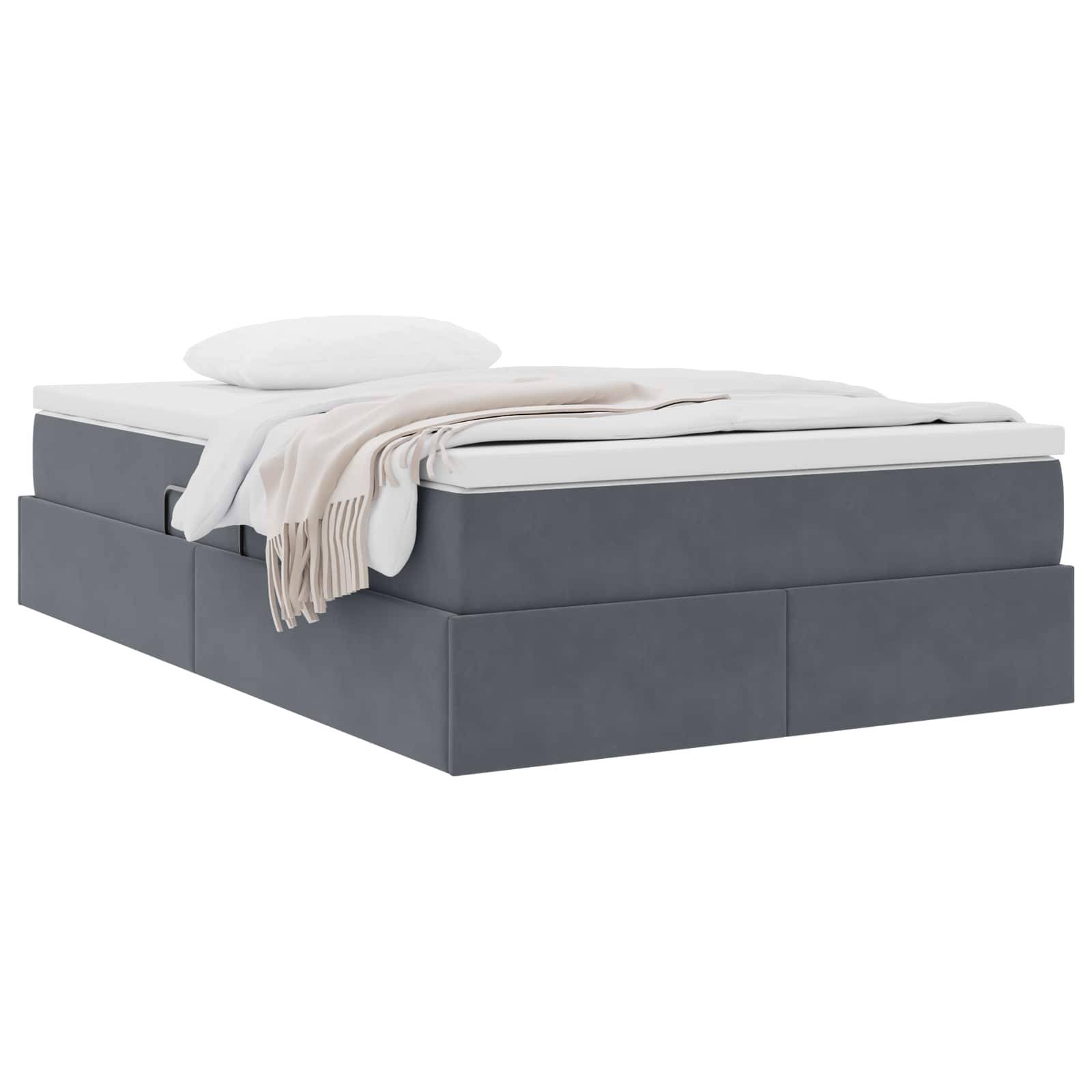 vidaXL Aufbewahrungsbett mit Matratze Dunkelgrau 120 x 190 cm Samt