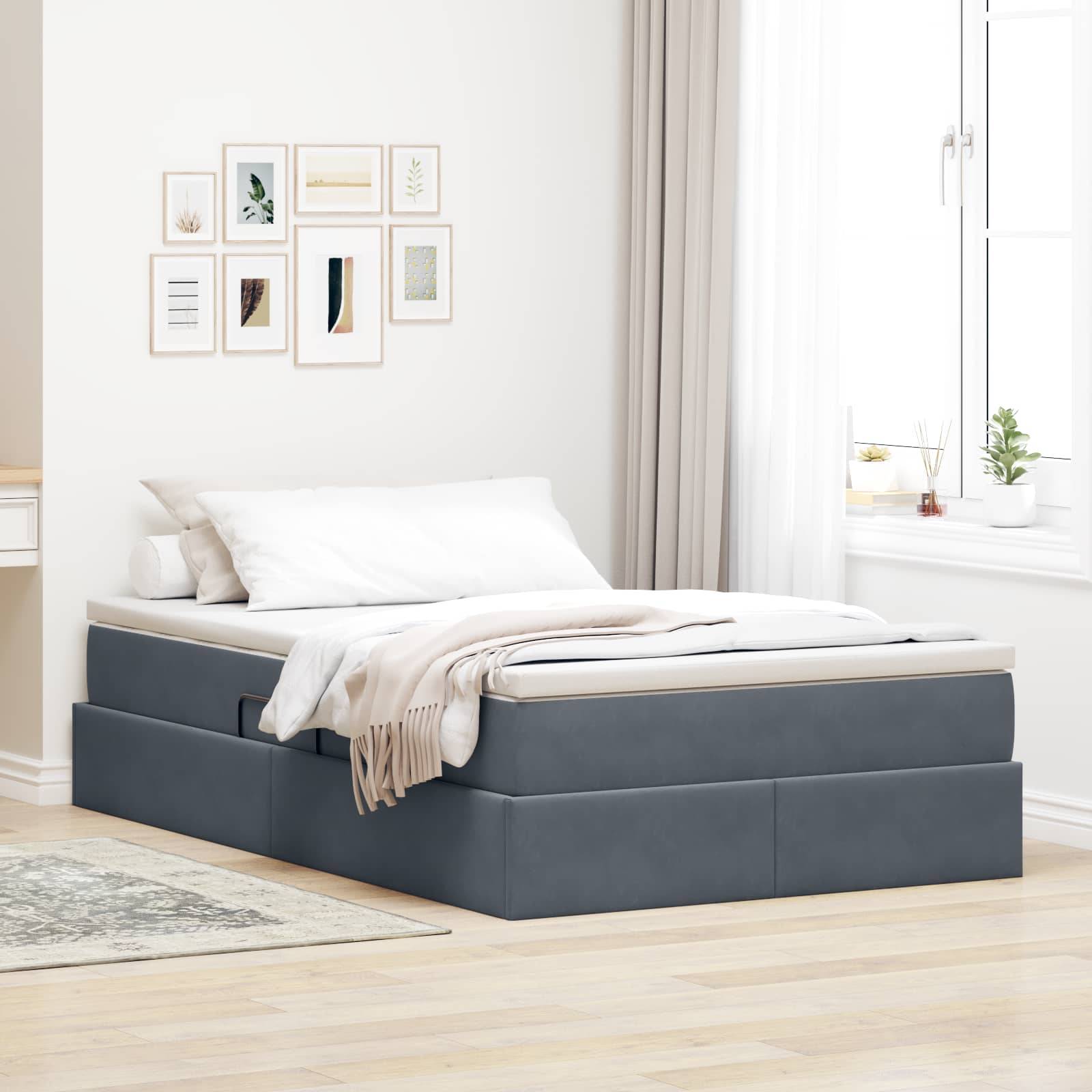 vidaXL Aufbewahrungsbett mit Matratze Dunkelgrau 120 x 190 cm Samt