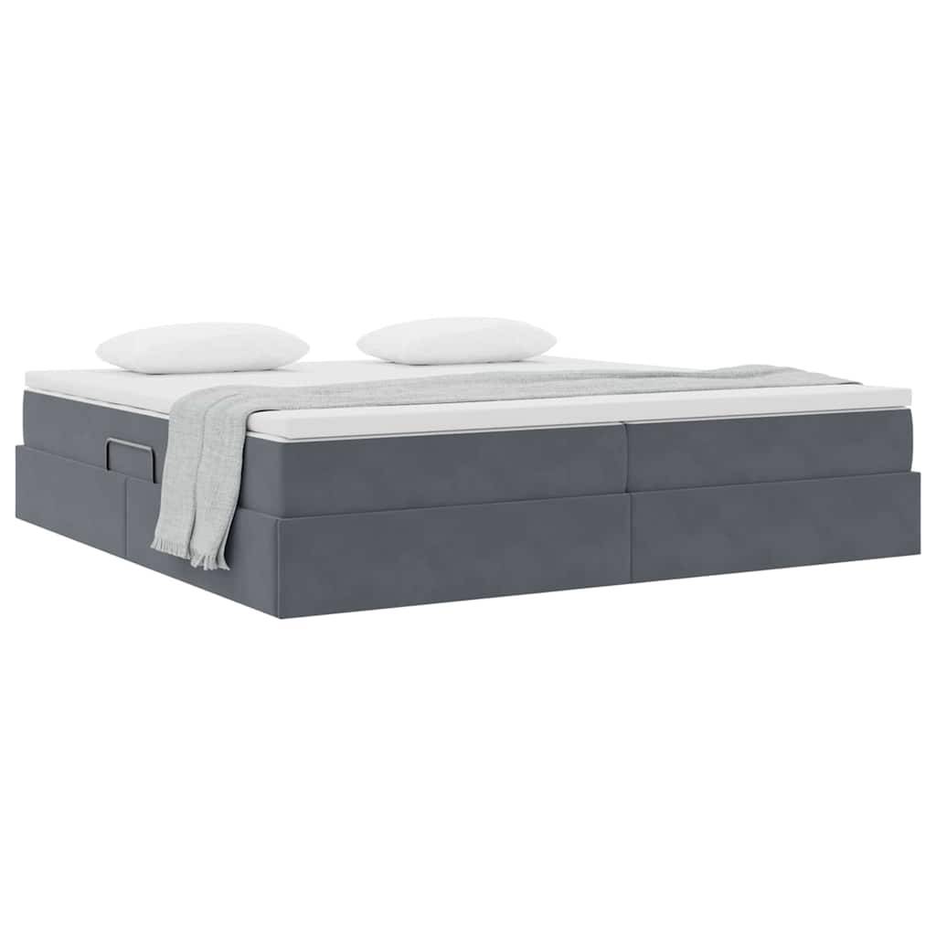 vidaXL Aufbewahrungsbett mit Matratze Dunkelgrau 200 x 200 cm Samt