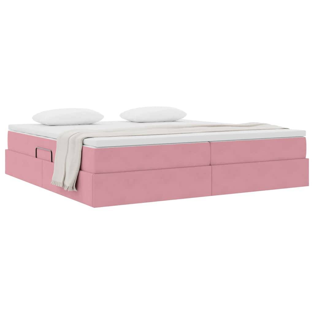 vidaXL Aufbewahrungsbett mit Matratze Rosa 200 x 200 cm Samt