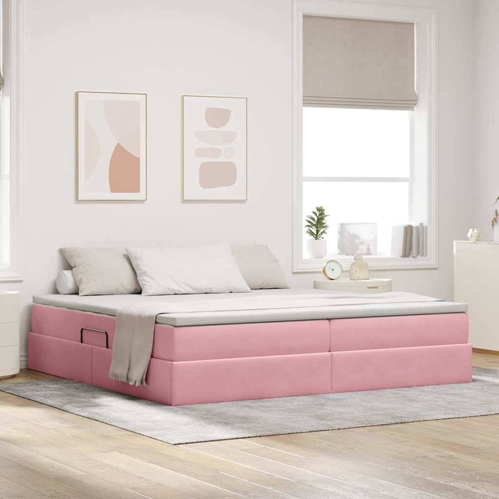 vidaXL Aufbewahrungsbett mit Matratze Rosa 200 x 200 cm Samt