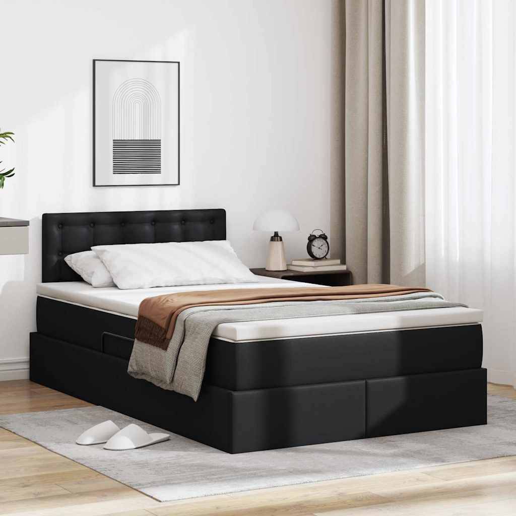 vidaXL Aufbewahrungsbett mit Matratze Schwarz 120 x 200 cm Kunstleder